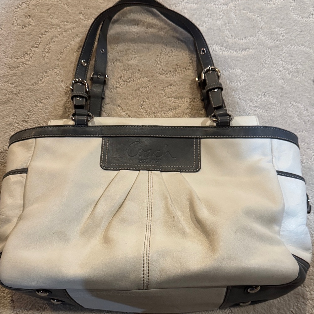 Coach Two-Tone Shoulder Bag in Cream and Gray
